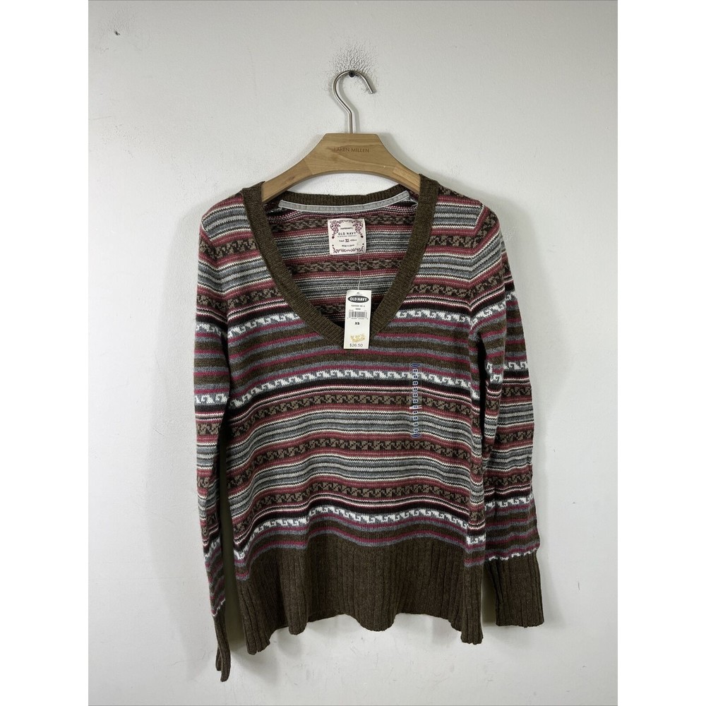 OLD NAVY Women’s Sweater Fair Isle Nordic Print Multicolor Size XS NWT